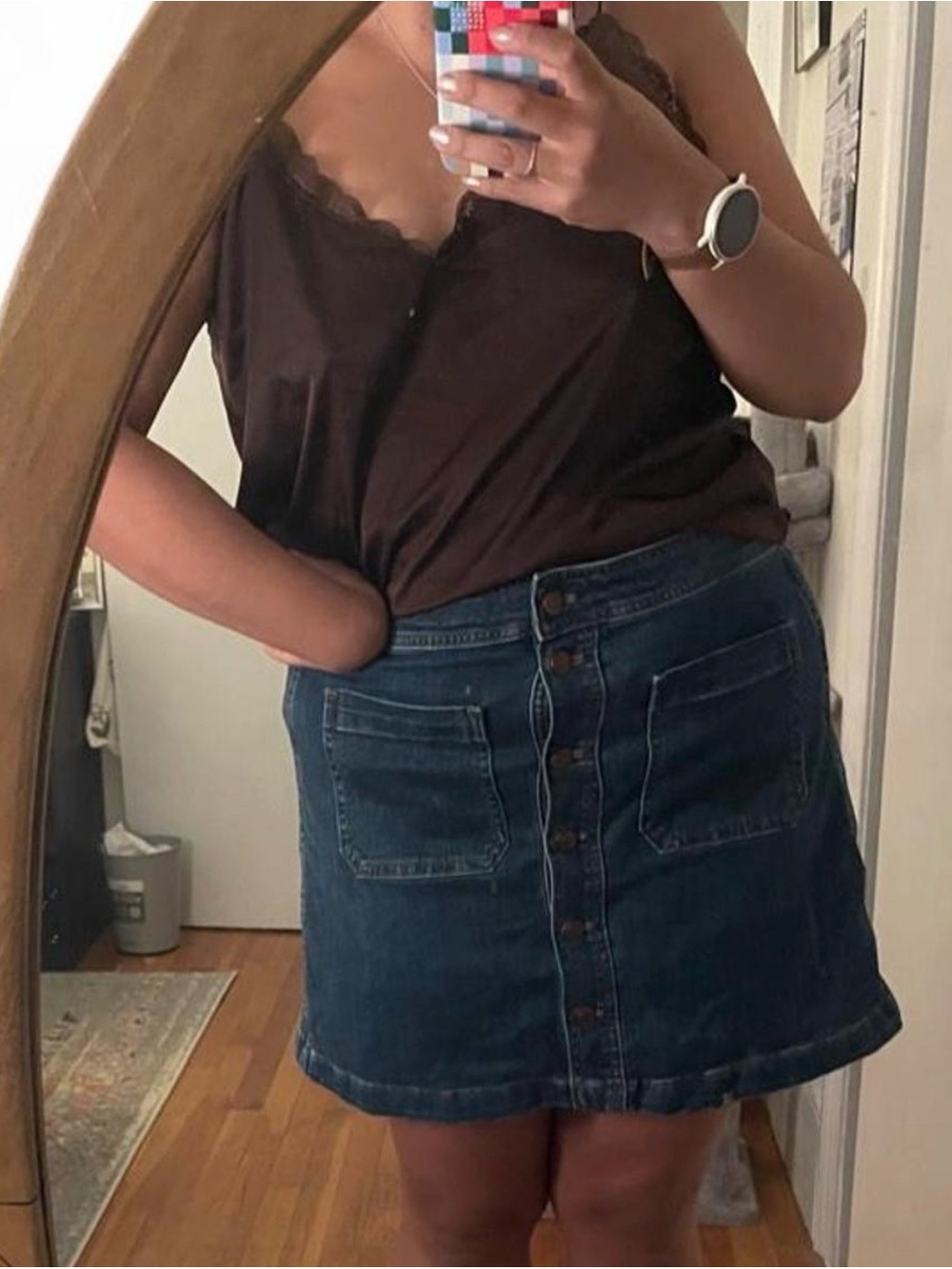 Madewell Button-Front Dark Denim Skirt in Blue - Picture 2 of 2